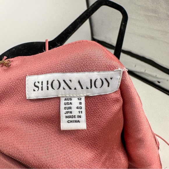 Shona Joy Luxe Frill Satin Wedding Guest Cocktail Dress Rose Women US 8 - Picture 9 of 11